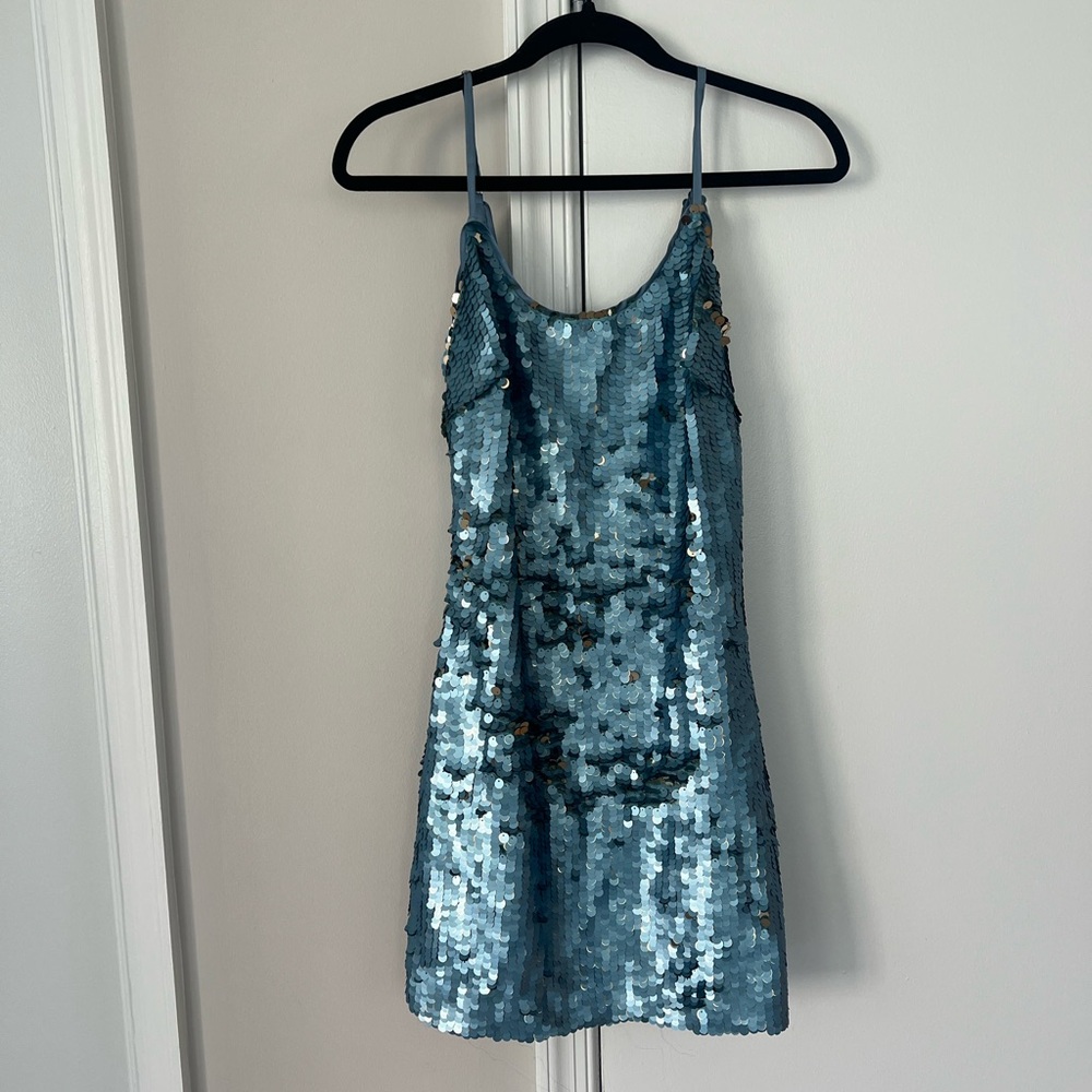 Ramy Brook Shiny Blue Sequin Dress